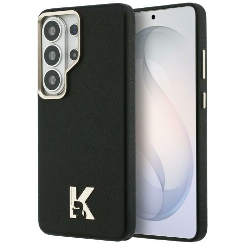 Karl Lagerfeld MagSafe tok Samsung Galaxy S26 Ultra készülékhez, fekete, telefonra helyezve, szögből nézve - Telefontok