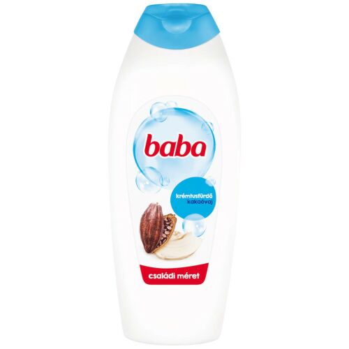 Baba krémtusfürdő kakaóvajjal, 750 ml, családi méret, flakon elölnézete - Tusfürdő