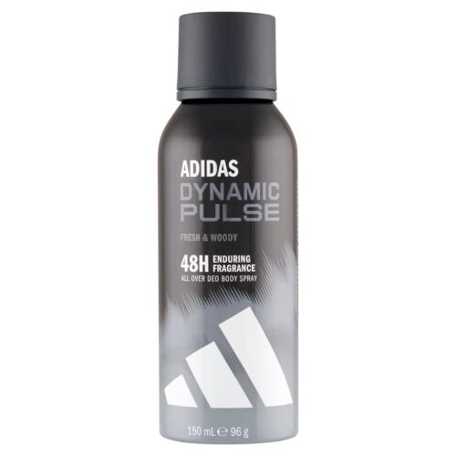 ADIDAS Férfi Dezodor 150 ml Dynamic Pulse, fekete-ezüst dezodor spray flakon 'Fresh & Woody' illattal és '48H Enduring Fragrance' felirattal - Dezodor