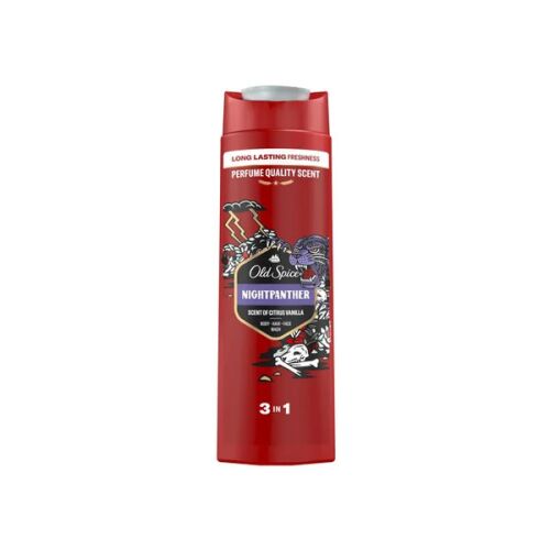 Old Spice Nightpanther 400 ml 3 az 1-ben tusfürdő férfiaknak, hosszan tartó frissességgel és parfüm minőségű citrusos vanília illattal, testre, hajra és arcra - Tusfürdő