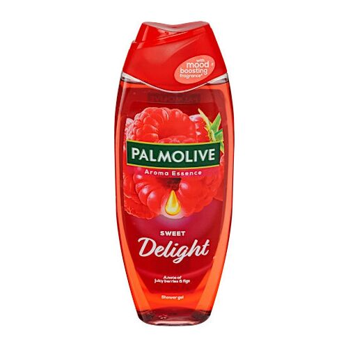 PALMOLIVE Sweet Delight tusfürdő 500ml hangulatjavító illattal, piros flakon málnás és fügés illusztrációval - Tusfürdő
