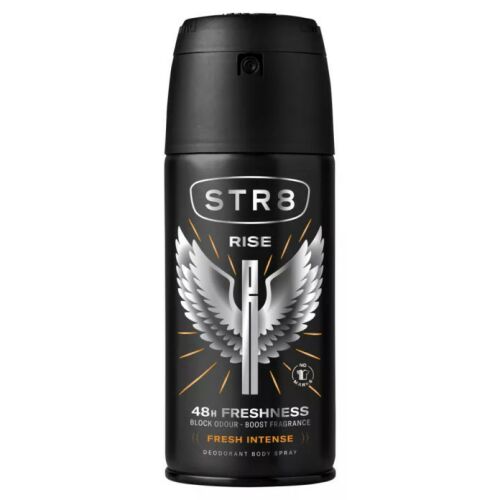 STR8 Rise 150 ml f&eacute;rfi dezodor testspray, fekete flakon ez&uuml;st sz&aacute;rnyas log&oacute;val, 48 &oacute;r&aacute;s frissess&eacute;g - STR8