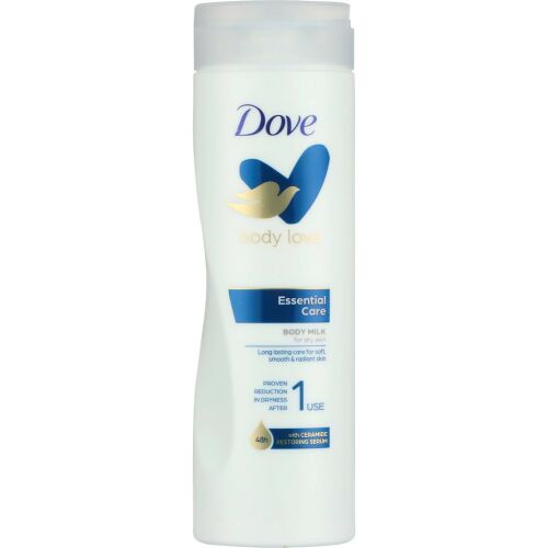 Dove Essential Care testápoló tej 250ml száraz bőrre, hosszan tartó ápolás, ceramide helyreállító szérummal - Testápoló krém