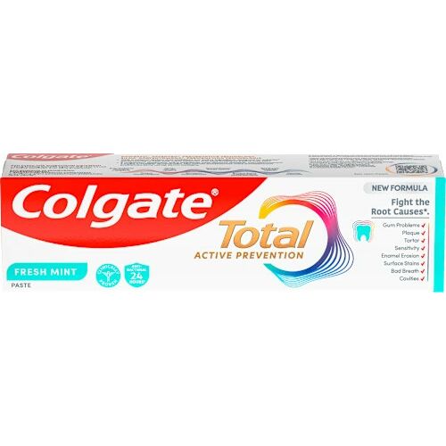 Colgate Total Active Fresh Fresh Mint fogkrém, 75 ml-es tubus, új formulával ínyproblémák, lepedék, fogkő, érzékenység, zománcerózió, felületi elszíneződések, rossz lehelet és fogszuvasodás ellen - Fogkrém