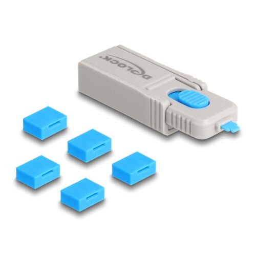 Delock USB port blokkoló szett A-típusú USB anya portok számára, 5 db. + lezáró eszköz (20923)