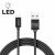 Delight Adatkábel USB Type-C GLO-55442C-BK kábel USB-A és USB-C csatlakozókkal, tekercselve, kiemelve a LED funkciót és az adat/töltés funkciót fehér háttéren