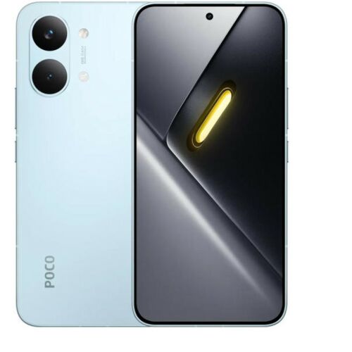 Xiaomi Poco X8 Pro Max 5G kék okostelefon, elölnézet és hátulnézet, 512GB tárhely, 12GB RAM, nagy teljesítményű mobiltelefon 