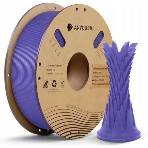 Anycubic nagy sebességű lila PLA 3D nyomtató filament 1kg, nyomtatott tüskés vázával fehér háttérrel - 3D nyomtató kellékanyag