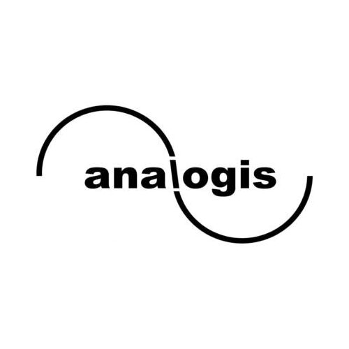 Analogis márka logó, fekete 'analogis' szöveg két félkörrel hullámmintát alkotva - Szépség és egészség