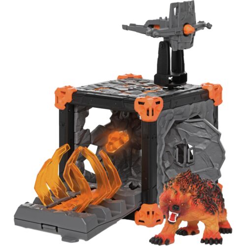 Schleich 42732 Eldrador Creatures BattleCave lávamedve figura tüzes részletekkel és harci barlang játékszett, ferde nézet - Schleich