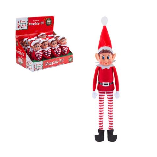 A Karácsonyi manó plüssfigura 32 cm karácsonyi manó plüss játék és egy display doboz több manóval fehér háttéren, ünnepi dekoráció gyerekeknek - Otthon és kert