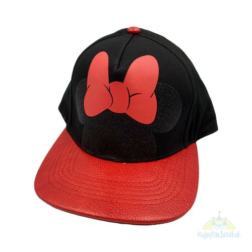 Minnie egér fekete-piros baseball sapka nagy Minnie masni grafikával elöl, gyerekeknek és felnőtteknek, állítható snapback, Disney jogdíjas termék - Divat és öltözködés
