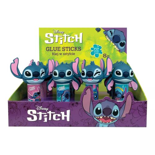 Disney Core Stitch 8g-os ragasztóstiftek display doboza, kék Stitch karakterekkel a tetején és élénk csomagolással iskolai és kreatív használatra - Ragasztó stift