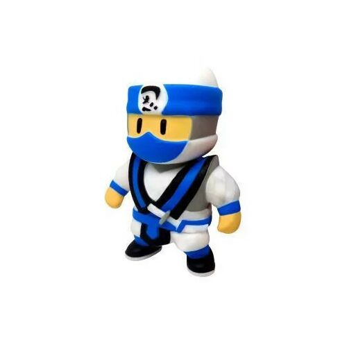 Monsterflex Stumble Guys Shiro nyújtható figura, fehér és kék ninja karakter játék, rugalmas akciófigura - Mesehős figura