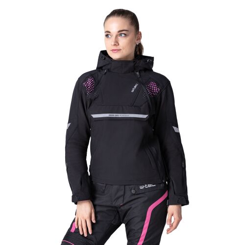 Női softshell motoros kabát W-TEC Annorack Lady, AirVent rendszer, Visionight fényvisszaverő elemek, szélálló softshell anyag, Air Mesh hálós bélés fekete-rózsaszín M bővített 166725721 - Motoros kabát
