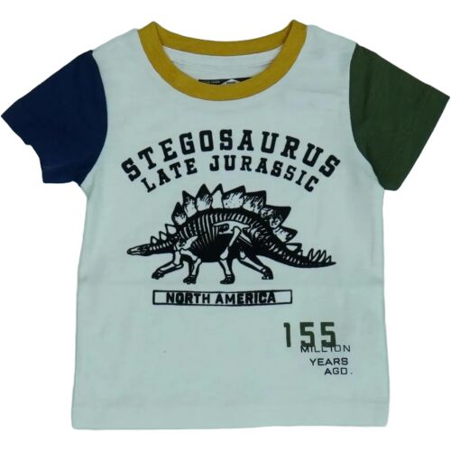Next fiú fehér Stegosaurus Late Jurassic dinoszaurusz póló, rövid ujjú, többszínű kiegészítőkkel, 68-as méret - Next