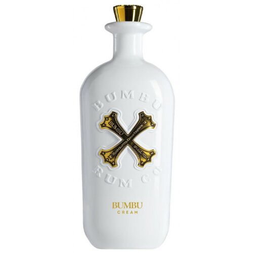 Bumbu Cream 0,7L (15%) palack, fehér üveg arany Bumbu logóval és kupakkal, prémium fűszeres rum krém likőr - Rum