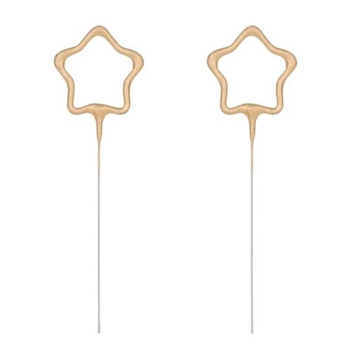 Két arany csillag alakú csillagszóró fehér háttéren, 16.5 cm, partikra és ünnepekre - Party dekoráció