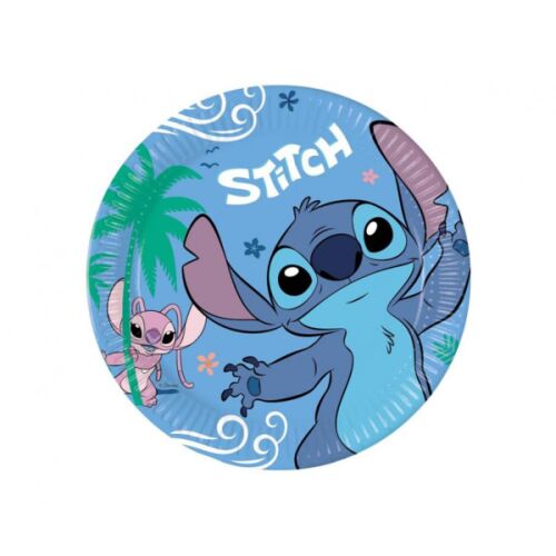 STITCH parti tányér, 23 cm-es eldobható papírtányérok Lilo & Stitch karakter designnal, gyermek születésnapi partikhoz és tematikus eseményekhez - Eldobható tányér