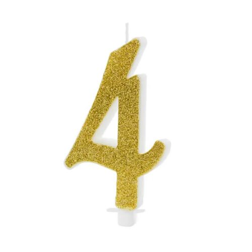 Tortagyertya, 4-es,  arany glitteres, 7,5 cm