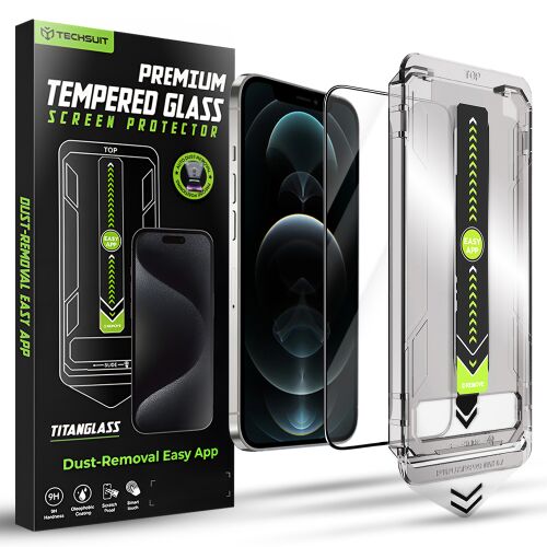 Techsuit - TitanGlass FullCover üveg iPhone 12 / iPhone 12 Pro - fekete 166802575 - Kijelzővédő fólia