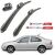 TeamCar lapos első ablaktörlő lapát készlet Volkswagen Bora Sedanhoz (1998-2005), két lapátot, csomagolást és egy ezüst Bora Sedan autót mutatva a kompatibilitás érdekében