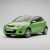 Zöld Mazda 2 II autó teljes nézete, releváns a TEAMCAR méretpontos autószőnyegekhez