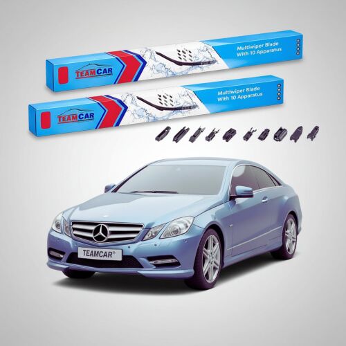 TeamCar ablaktörlő lapátok Mercedes-Benz E-osztály Coupé C207 (2009-2013) első lapos szett 10 adapterrel, kék Mercedes autóval együtt - Autóalkatrész