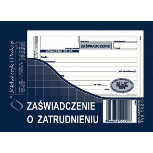 Foglalkoztatási igazolás 502-5 166908469 - Üzleti nyomtatvány