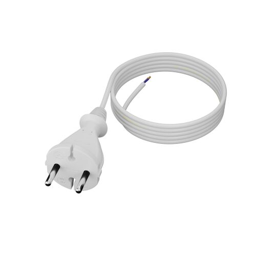 4m-es csatlakozókábel egyenes dugóval TYPE E 230V 16A 2×1 mm² H05VV-F PP-21 fehér W-98341 167444210 - Tápkábel