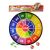 Madej Darts játék 36 cm-es színes táblával, két tépőzáras golyóval, két tollas dartsszal és a 'Sport Toys Dart Game New Board' feliratú csomagolással, szögből nézve