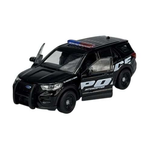 WELLY 2023 Ford Explorer Police fém modell nyitott első ajtókkal, fekete játék SUV, 1:34 méretarány - Modell és makett