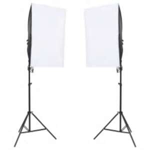 Set de echipamente pentru studio foto vidaXL cu lumini, fundal și reflector - Lumini de studio și reflectoare