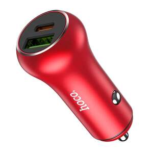 HOCO Z38 autós töltő USB aljzat / Type-C aljzat (5V / 3000 mA, PD gyorstöltés támogatás, QC 3.0, LED jelző) PIROS Xiaomi Poco F5 Pro, Gigaset GL390, Xiaomi Redmi 10A, TCL 403, Realme C21, Alca