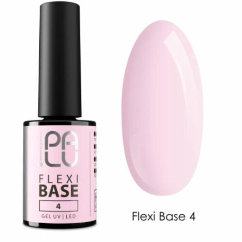 PALU Flexi Base 4, világos rózsaszín UV LED körömzselé alap, 11g-os üvegben a zselé színmintájával együtt. - Műköröm alapozó és fedő zselé