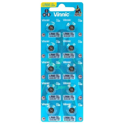 VINNIC ALKALINE BUTTON BATTERIES MINI G4/AG4/LR66 BLISTER 10 PCS L626F 167381923 - Elem