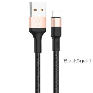 Cablu de încărcare rapidă HOCO Tip C X26 negru/auriu 44931878 - Hoco Cabluri USB