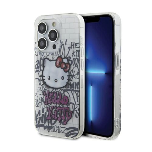 Hello Kitty HKHCP15XHDGPHT iPhone 15 Pro Max 6,7" fehér/white kemény tok IML Kitty On Bricks Graffiti 167405313 - Telefontok
