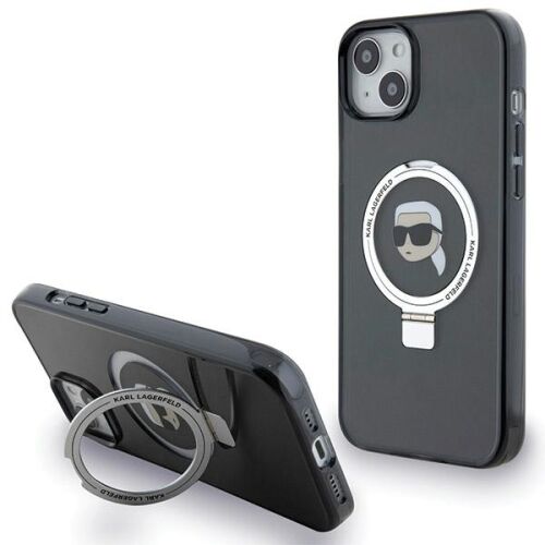 Karl Lagerfeld KLHMP15SHMRSKHK iPhone 15 / 14 / 13 6.1" fekete/black hardcase Ring Stand Karl Head MagSafe 167405439 - Telefon