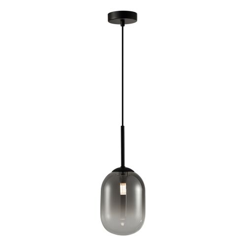 Függőlámpa ALIAS BLACK 1xG9 fi 120, modern fekete és füstüveg függőlámpa, teljes hosszúságú szögletes nézet, kicsomagolva, fehér háttéren - Függeszték