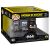 Funko Pop Pillanat Batman a Barlangban figura eredeti csomagolásában, amelyen Batman látható a Barlangjában, Joker-t ábrázoló monitorok körül, gyűjtői ablakos dobozban