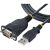 StarTech.com USB-DB-9 soros átalakító kábel, ferde nézetben mindkét csatlakozóval és a kábel egy részével, szöveggel, fehér háttéren