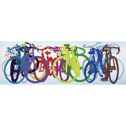 Heye Puzzle Colourful Row, 1000 db, absztrakt kép élénk színű kerékpárokról sorban, puzzle kép, bicikli művészet - Heye