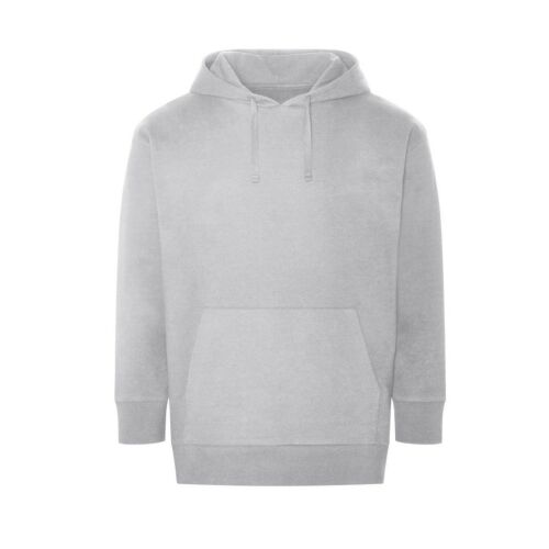 Ecologie EA042 CRATER RECYCLED HOODIE világosszürke színben, elölnézet, sima háttér, újrahasznosított pamut és poliészter anyagot mutat. - Férfiaknak