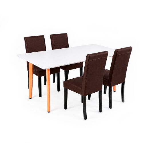 Leziter Verona 150 4+1 étkező garnitúra fehér-barna 167509861 - Étkezőgarnitúra