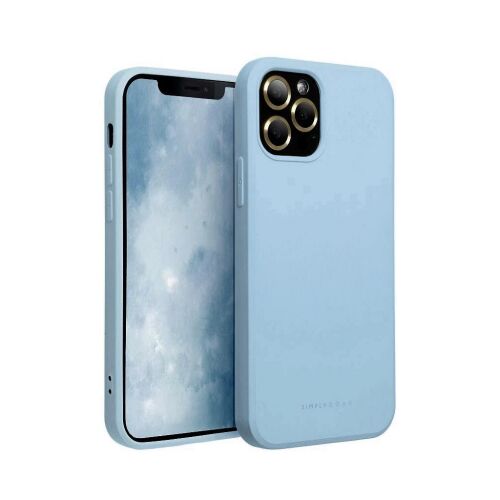 Roar Space tok iPhone 16 készülékhez égkék színben, iPhone-nal párosítva, elöl- és hátulnézetben, fehér háttéren - Roar