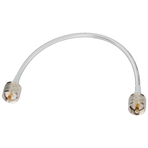 0.3m fehér RG58 koaxiális kábel UHF dugókkal mindkét végén, rádió reflektométer vagy antenna tuner csatlakoztatásához - Antenna kábel