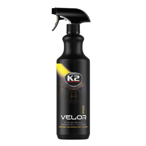 K2 Velor Pro 1L autó kárpittisztító szórófejes flakon, fekete-sárga design szövet- és tetőkárpit tisztításhoz - Otthon és kert