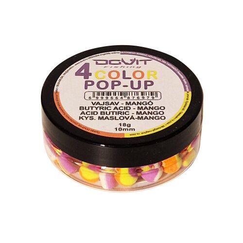 Dovit 4 Color Pop-Up 10mm horgász csali tégelyben, mangó és vajsav ízesítéssel ponty és amur horgászathoz - PopUp