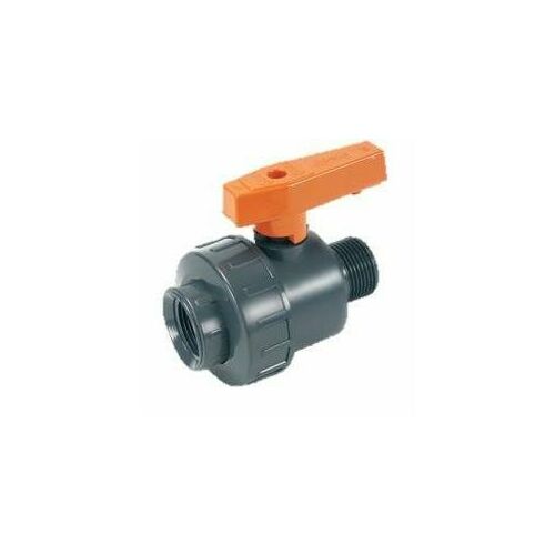 Golyóscsap KM/BM PN 16 - 082203, D 3/8 x 3/8 hüvelykes PVC golyóscsap narancssárga karral vízvezetékhez és folyadékszabályozáshoz - Golyóscsap